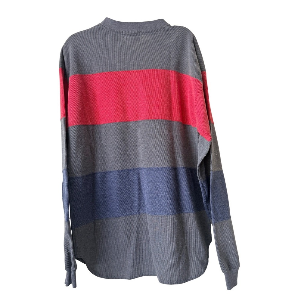 Vintage 80s 90s Jean Michaud Striped Henley Knit Shirt Men Sz L Colorblock Snap - Picture 2 of 4